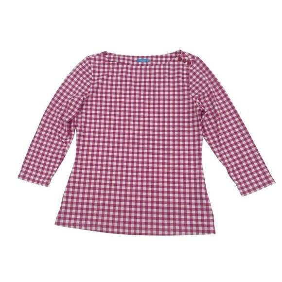 J. McLaughlin Size Small Wavesong Tee Catalina Cloth Pink White Checkered Barbie - Picture 1 of 9